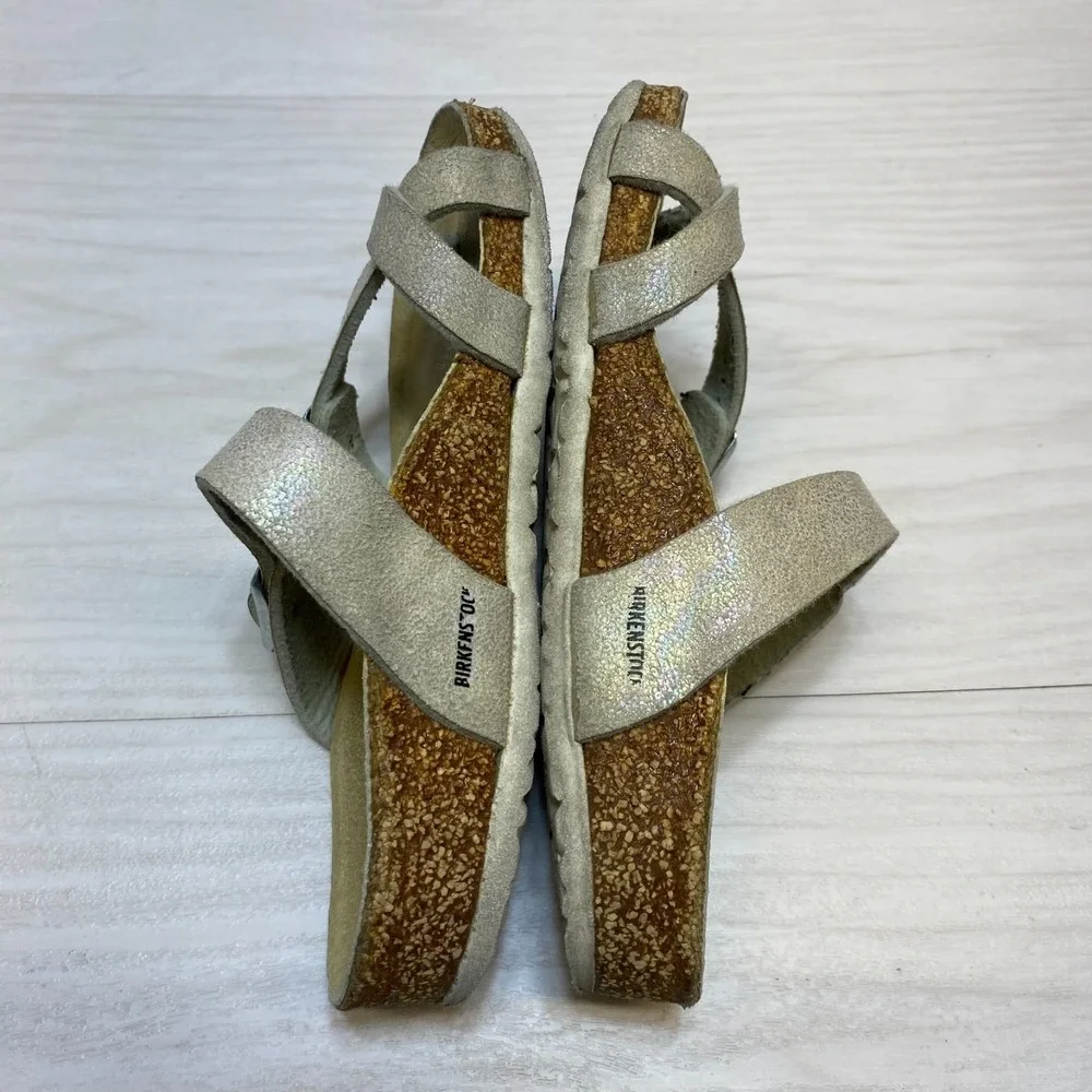 Birkenstock Mayari Sandals Girls 30 Metallic Silver Comfort Casual Outdoor